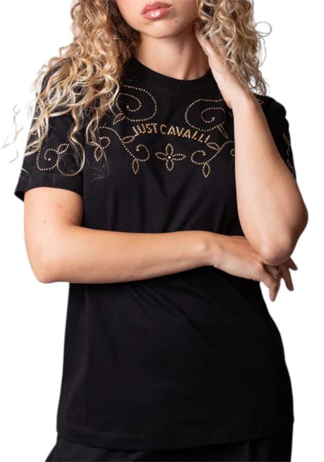 T-Shirt con logo e borchie JUST CAVALLI | T-shirt | 79PAHE17 CJ110G89